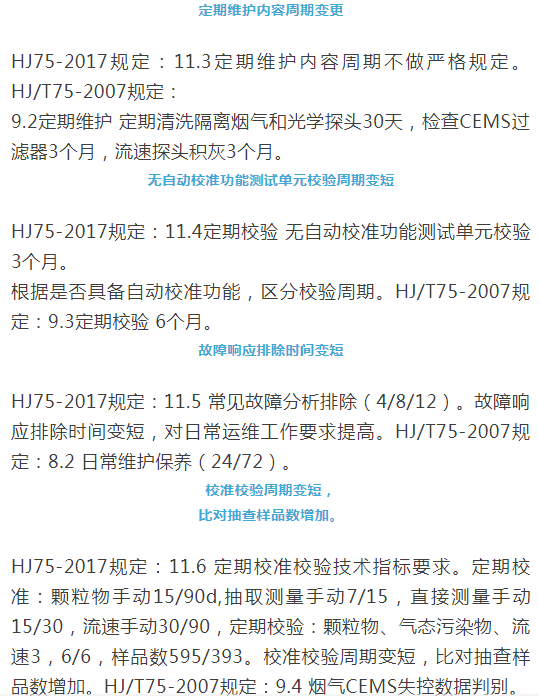 烟气（so2，nox，颗粒物）排放连续监测技术规范 HJ75-2017与HJ/T75-2007标准究竟有何不同