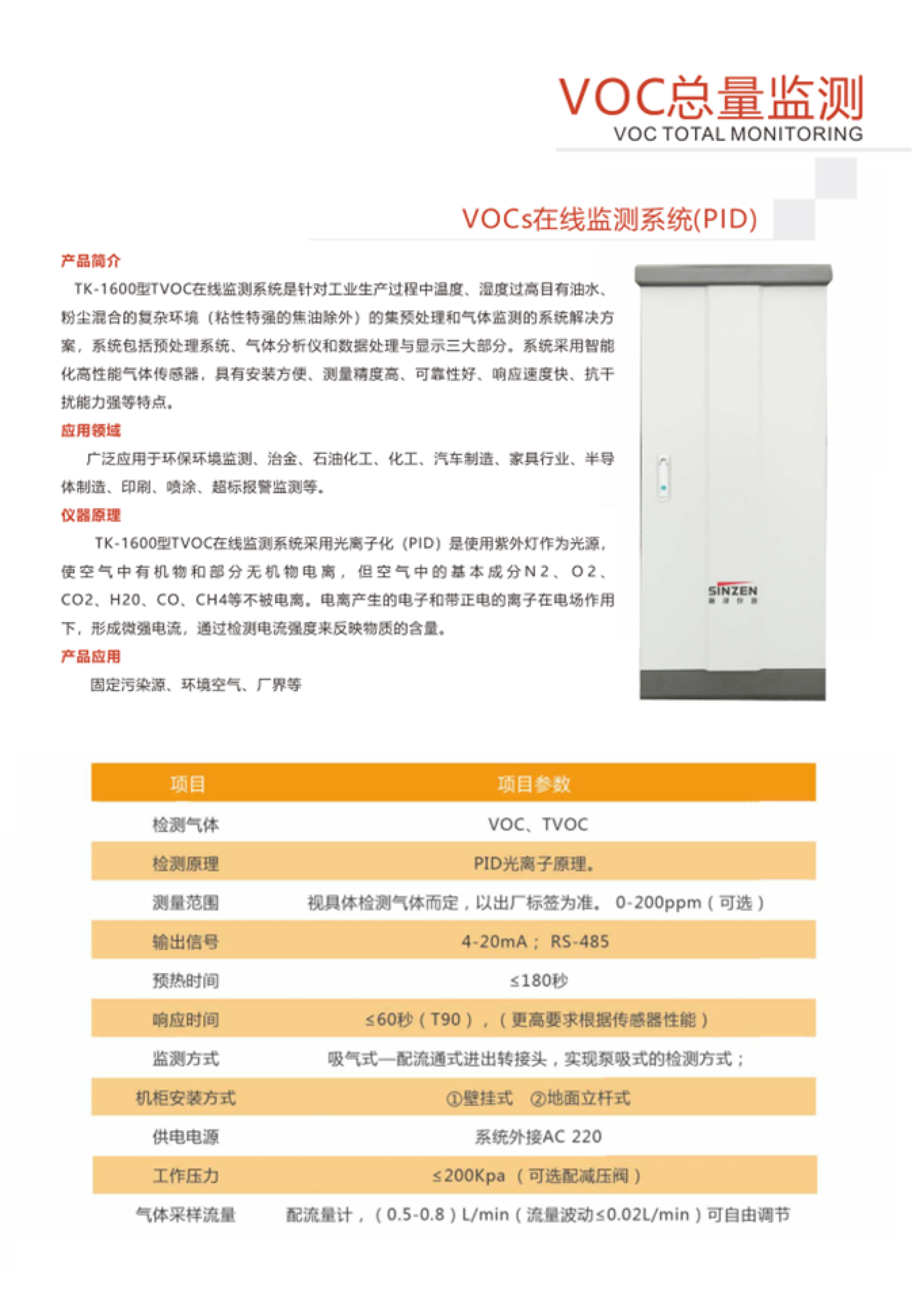 SINZEN挥发性有机物（VOCs）在线监测系统产品手册